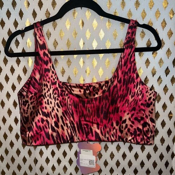 NWT YITTY pink leopard Headliner Shaping Midi Bralette sports bra size XXL - Picture 5 of 10